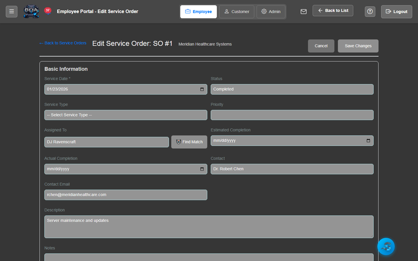 Parts & Labor Tracking