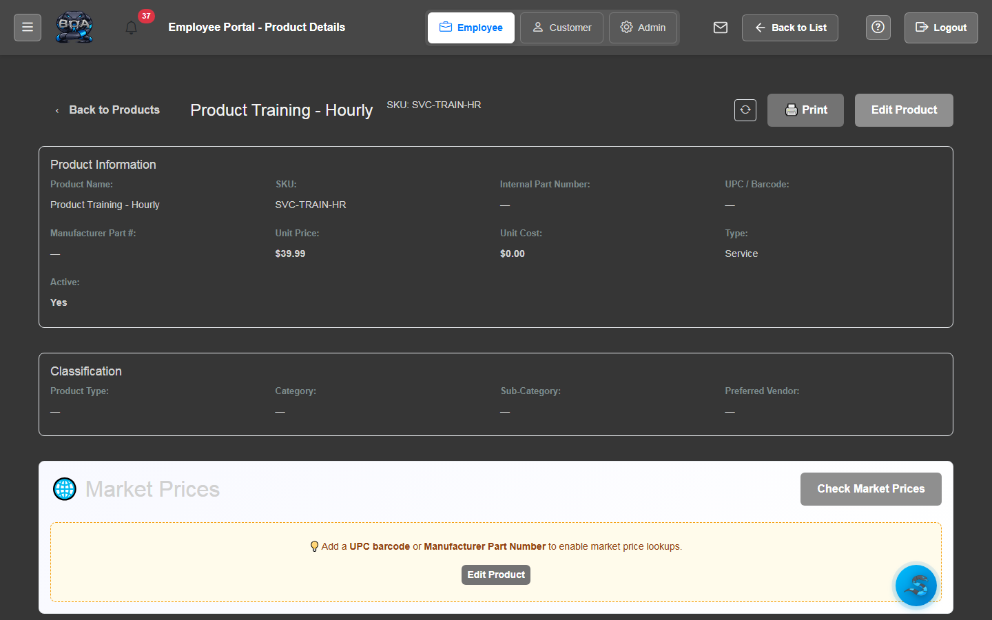 Stock Level Tracking